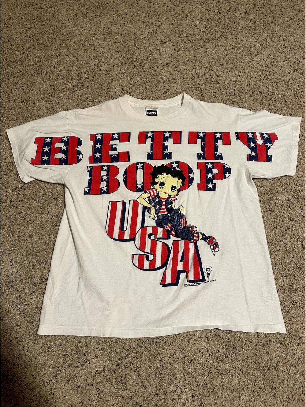 Vintage 1994 Betty Boop USA Graphic T-Shirt White X-Large